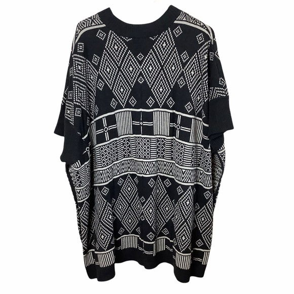 H&M Western Sweater Poncho Womens XS/S Oversized Gray Tunic Pullover Wool Blend - Picture 2 of 7